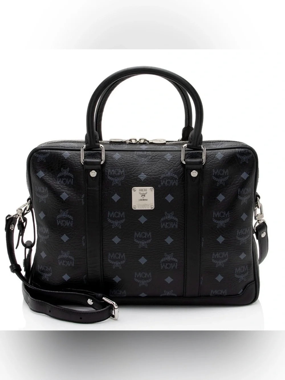 MCM Black Monogram Briefcase